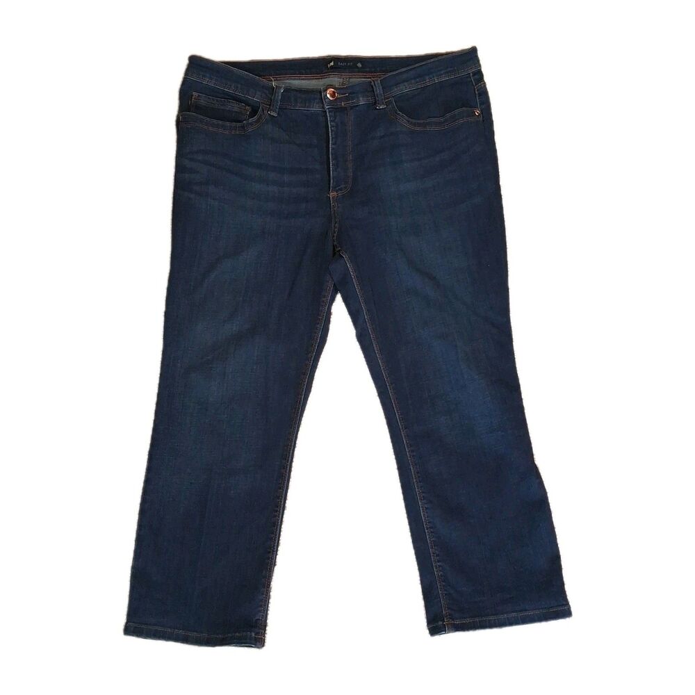​LEE EASY FIT JEANS WOMEN 16 PETITE DARK WASH STRETCH STRAIGHT LEG DENIM CLASSIC